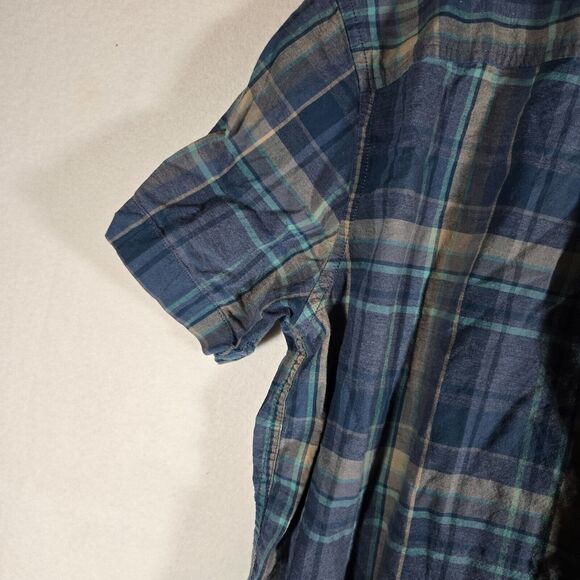 Prana Shirt Mens Size Large All Over Navy Blue Short Sleeve Button Down Outdoor - Picture 9 of 12